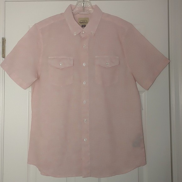 Roebuck & CO Men's Short Sleeve Button Up Shirt Men's Size Medium Pink NEW - Picture 1 of 6